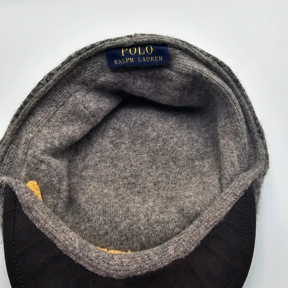 Vtg Polo Ralph Lauren Wool Blend Flat Cap Gray Houndstooth Driver Hat Ivy Tweed